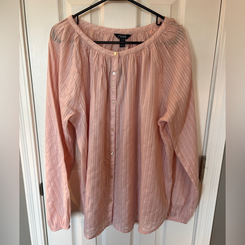 Chaps Light Pink Striped Blouse